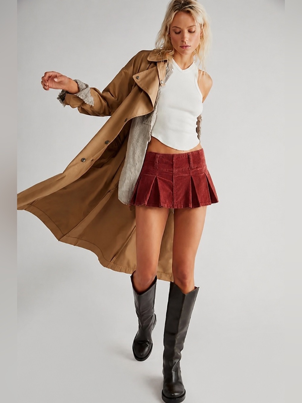 Free People Pleated Micro Mini Skort Size 0